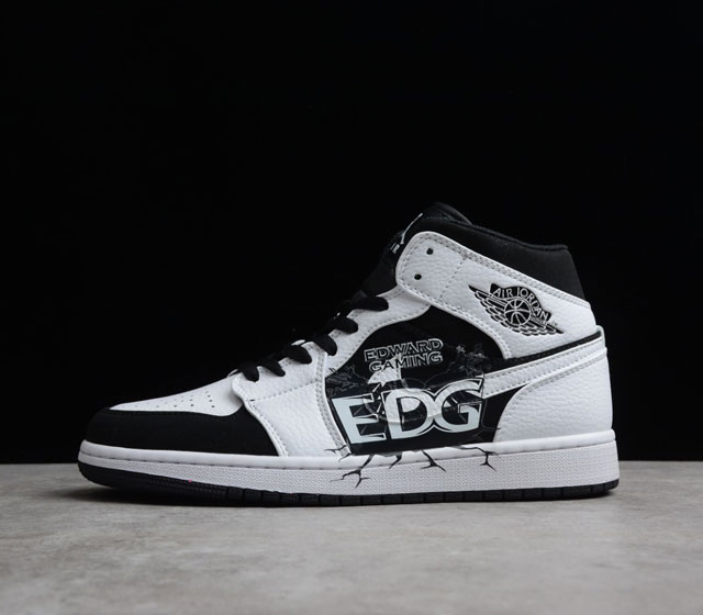 EDG Air Jordan AJ1 Mid White Black AJ1 EDG DIY 554724-113 EDG S11 ( )2021 36 36